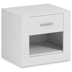 Noční stolek se zásuvkou v bílé matné barvě KN988