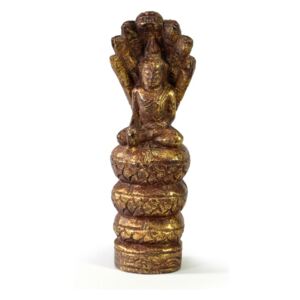 Narozeninový Buddha, sobota, teak, hnědá patina, 23cm