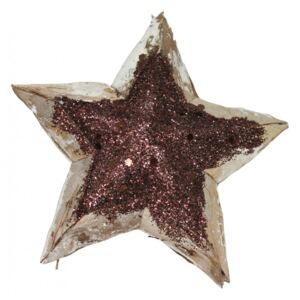 Hvězda 70 dřevěná natur + glitter