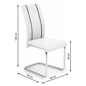 Židle, bílá / černá + chrom, LESANA