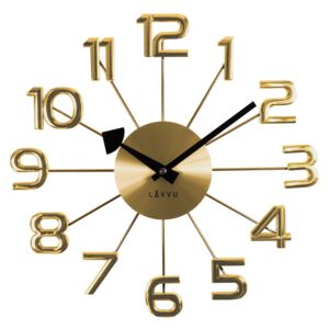Designové paprskovité kovové lesklé hodiny LAVVU DESIGN Gold LCT1041 (SKLAD - POSLEDNÍ KS - STAŇKOV)