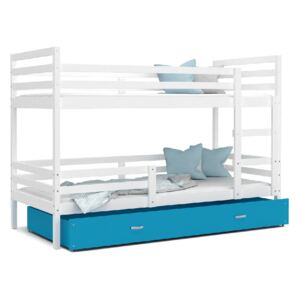 Dětská patrová postel RACEK B, color + rošt + matrace ZDARMA, 184x80, bílý/modrý