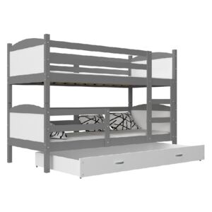 Dětská patrová postel MATES 2 COLOR + matrace + rošt ZDARMA, 190x80, šedý/bílý