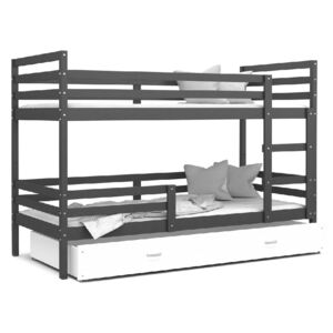 Dětská patrová postel RACEK B, color + rošt + matrace ZDARMA, 184x80, šedý/bílý