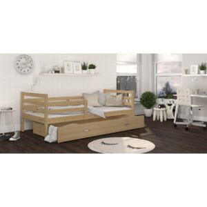 Dřevěná dětská postel RACEK P + matrace + rošt ZDARMA, masiv, 184x80, borovice
