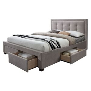 Manželská postel REVONA + rošt + pěnová matrace DE LUX, 160x200, sawana 21 šedá