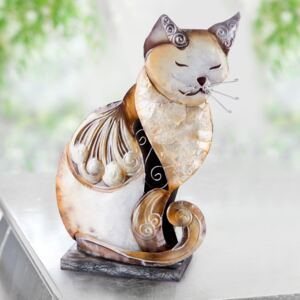Dekorační kočka s perletí, sedící