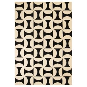 Moderní koberec s geometrickým vzorem - béžovo-černý | 80x150 cm