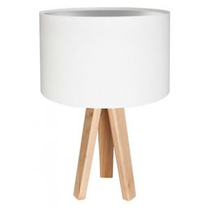 Timberlight Stolní lampa Luna bílá + stříbrný vnitřek + dřevěné nohy