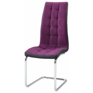 Jídelní židle čalouněná fialová látka v kombinaci ekokůže černá podnož chrom TK3170