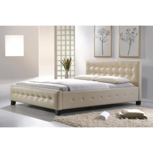 Manželská postel 160x200 cm v krémové barvě s roštem KN725