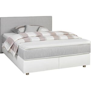 Carryhome Postel Boxspring, 140 X 200, Textilie, Šedá, Bílá