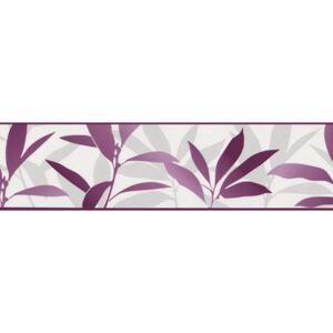 Vliesová bordura Dieter Bohlen listí fialové 1316810 5 m x 13,3 cm P+S International