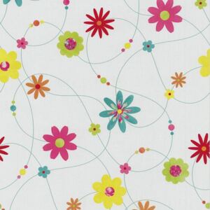 Papírové tapety na zeď X-treme Colors 05563-20, rozměr 10,05 m x 0,53 m, květiny barevné na bílém podkladu, P+S International