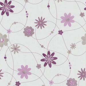 Papírové tapety na zeď X-treme Colors 05563-40, rozměr 10,05 m x 0,53 m, květiny fialové, P+S International