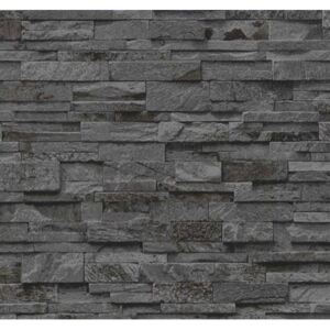 Vliesové tapety na zeď Origin 02363-40, kámen pískovec tmavě šedo-hnědý, rozměr 10,05 m x 0,53 m, P+S International