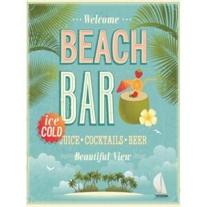 Retro cedule Beach Bar, rozměr 40 x 30 cm, IMPOL TRADE PT075T2
