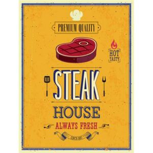 Retro cedule Steak House, rozměr 40 x 30 cm, IMPOL TRADE PT008T2