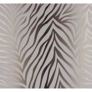 Vliesové tapety na zeď NENA 57265, zebra vzor stříbrno-hnědý, rozměr 10,05 m x 0,53 m, MARBURG