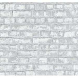 Vliesové tapety na zeď Easy Wall 13474-10, cihla šedo-bílá, rozměr 10,05 m x 0,53 m, P+S International