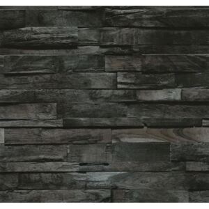 Vliesové tapety na zeď Einfach Schoner 02472-10, dřevo hnědo-černé, rozměr 10,05 m x 0,53 m, P+S International