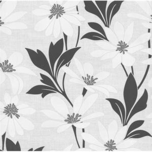 Vliesové tapety na zeď Polar 13524-50, květy s listy bílo-černé, rozměr 10,05 m x 0,53 m, P+S International