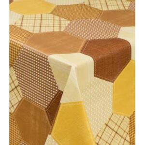 Ubrus PVC geometrický hnědo-žlutý metráž, návin 20 m x 140 cm, IMPOL TRADE 5733330