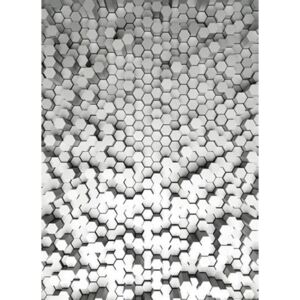 Vliesové fototapety, rozměr 184 x 254 cm, 3D hexagony bílé, W+G 5021-2V-1