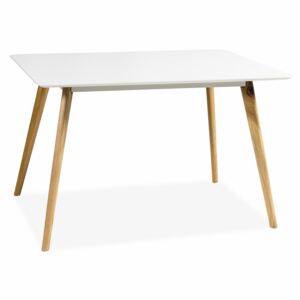 Jídelní stůl 120 cm v bílém laku s dekorem dub KN619