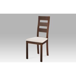Jídelní židle dřevěná dekor ořech a potah béžová látka BC-2603 WAL AKCE