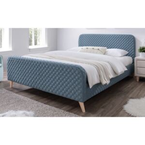 Manželská postel s vysokým čelem v modré barvě 180x200 cm s roštem KN540