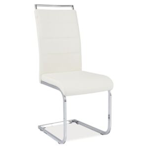 Jídelní židle čalouněná ekokůží v krémové barvě na kovové konstrukci KN915