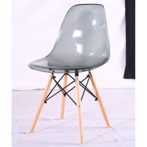 Jídelní plastová židle v šedé barvě na dřevěné konstrukci KN1068