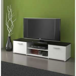 TV stolek v bílém a černém provedení s úložným prostorem TK2111