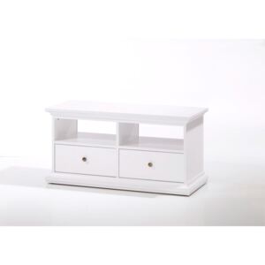TV stolek v bílé barvě se 2 zásuvkami F1090