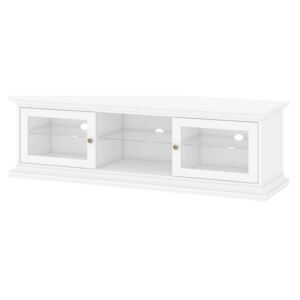 TV stolek v bílé barvě se skleněnými poličkami F1090