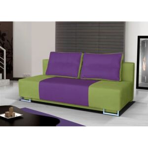 Rozkládací pohovka s úložným prostorem v kombinaci zelené a fialové barvy F1150