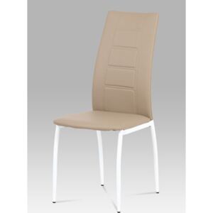 Jídelní židle v kombinaci ekokůže cappuccino a bílý lak AC-1196 CAP