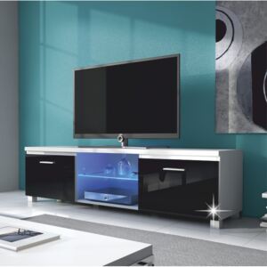TV stolek 150x40cm v kombinaci bílá a černý lesk TK2143