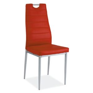 Jídelní židle - H-260, ekokůže, chromované nohy, různé barvy na výběr Čalounění: červená (ekokůže)