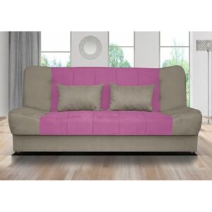 Rozkládací pohovka s úložným prostorem v kombinaci růžové a béžové barvy F1247
