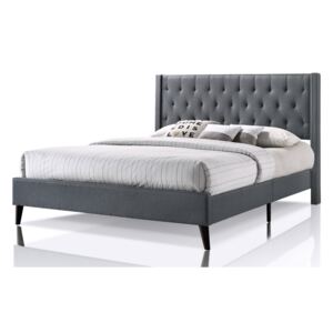 Manželská postel 160x200 cm čalouněná látkou v šedé barvě KN926