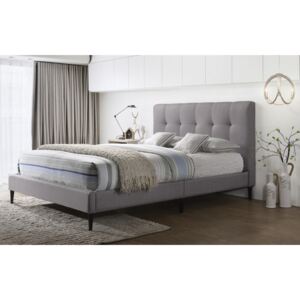 Manželská postel 180x200 cm čalouněná látkou v šedé barvě KN924