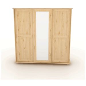 Třídveřová šatní skříň s posuvnými dveřmi a zrcadlem vyrobená z masivu MV157