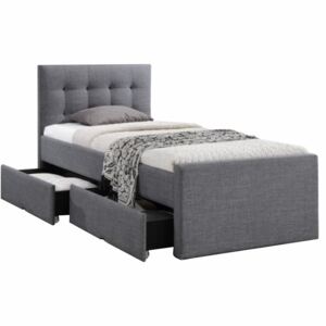 Čalouněná postel s roštem 90x200 cm v šedé barvě s úložným prostorem TK3134