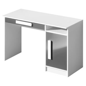 Pracovní stůl 120x50 cm v bílé barvě a v šedém lesku typ 9 KN1077