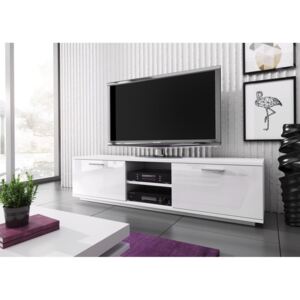 Široký televizní stolek 160 cm v bílém lesku KN1082