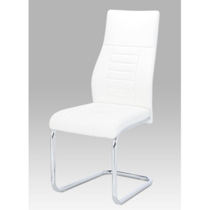 Autronic Jídelní židle, bílá koženka / chrom HC-955 WT