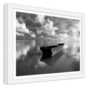CARO Obraz v rámu - A Boat In The Clouds 40x30 cm Bílá