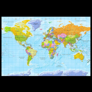 Murando DeLuxe Mapa na korkové tabuli - pohled na svět 90x60 cm